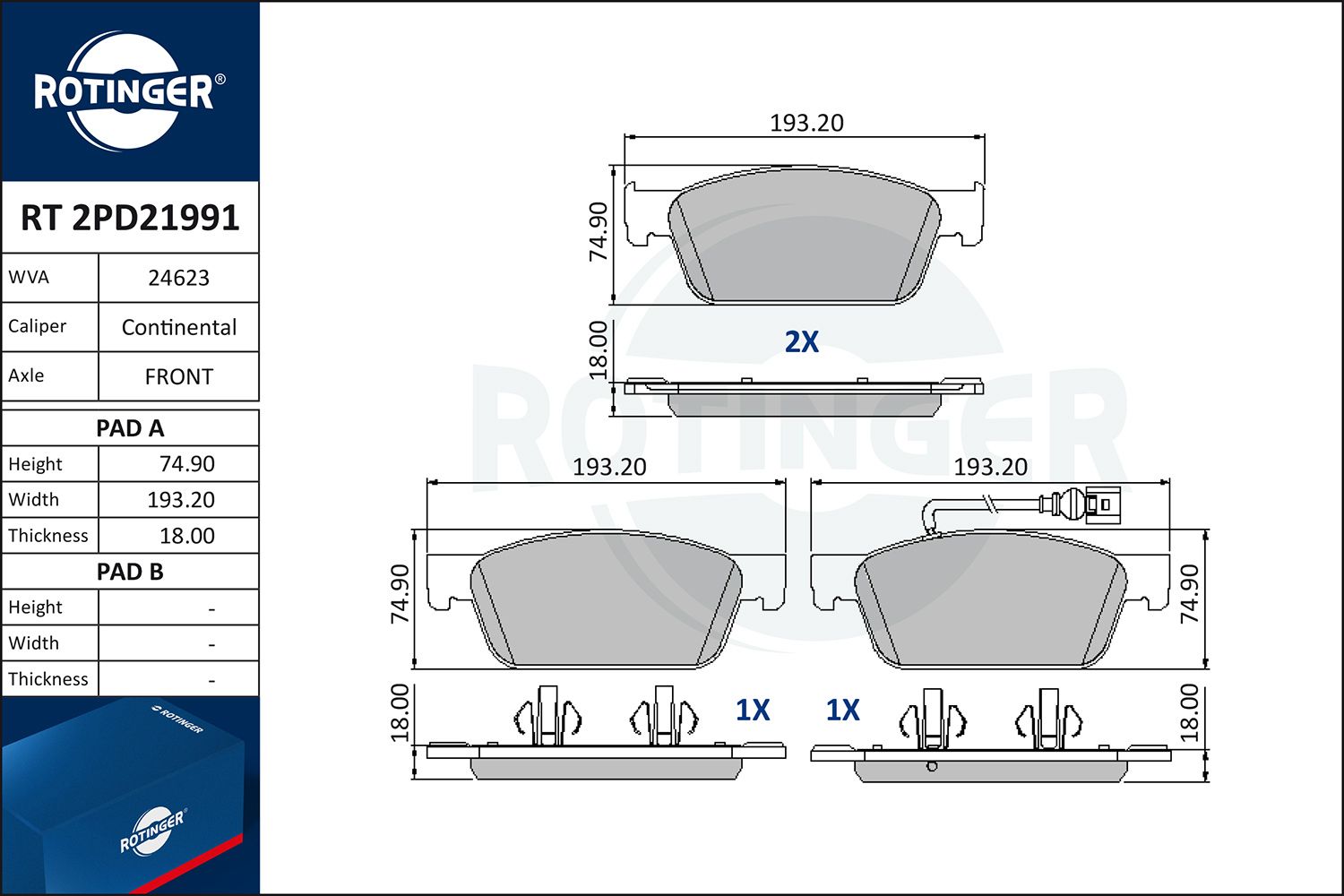 set placute frana,frana disc ROTINGER RT 2PD21991