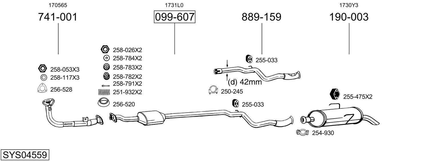 Układ wydechowy BOSAL SYS04559