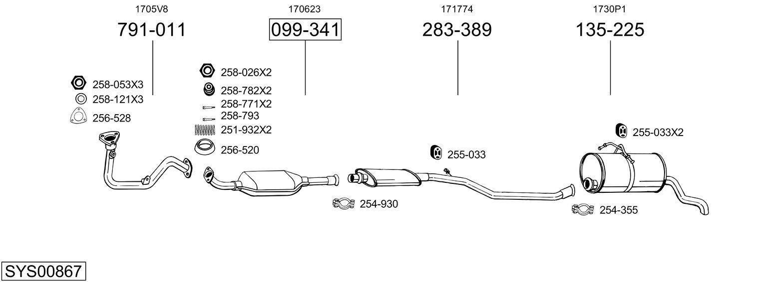 Układ wydechowy BOSAL SYS00867