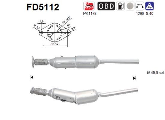 Filtr sadzy / filtr cząstek stałych, układ wydechowy AS FD5112