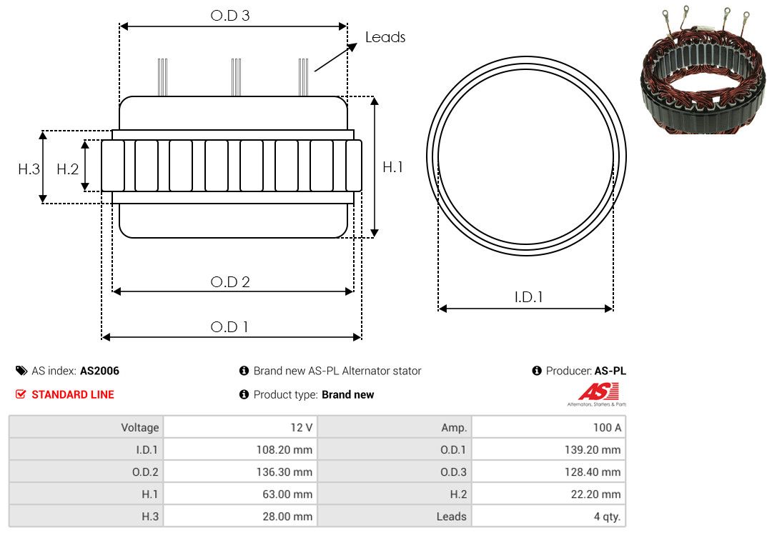 Levně Stator, generátor AS-PL AS2006
