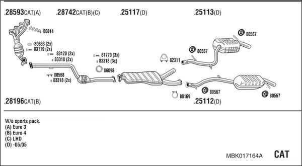 Układ wydechowy WALKER MBK017164A