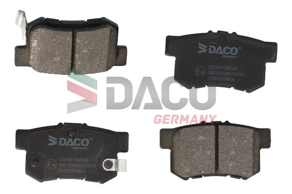 Zestaw klocków hamulcowych, hamulce tarczowe DACO GERMANY 329980