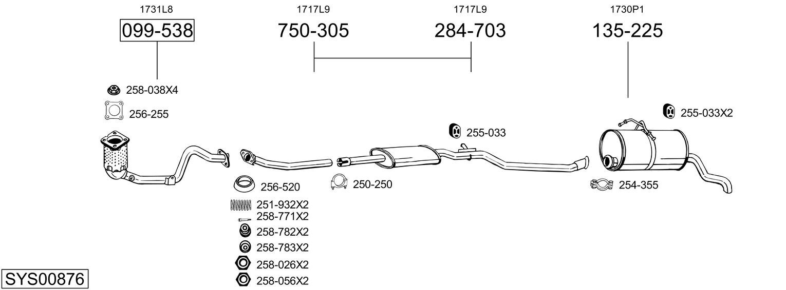 Układ wydechowy BOSAL SYS00876