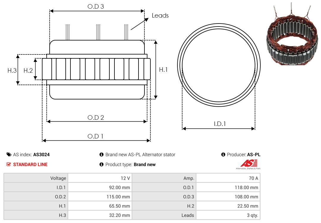 Levně Stator, generátor AS-PL AS3024