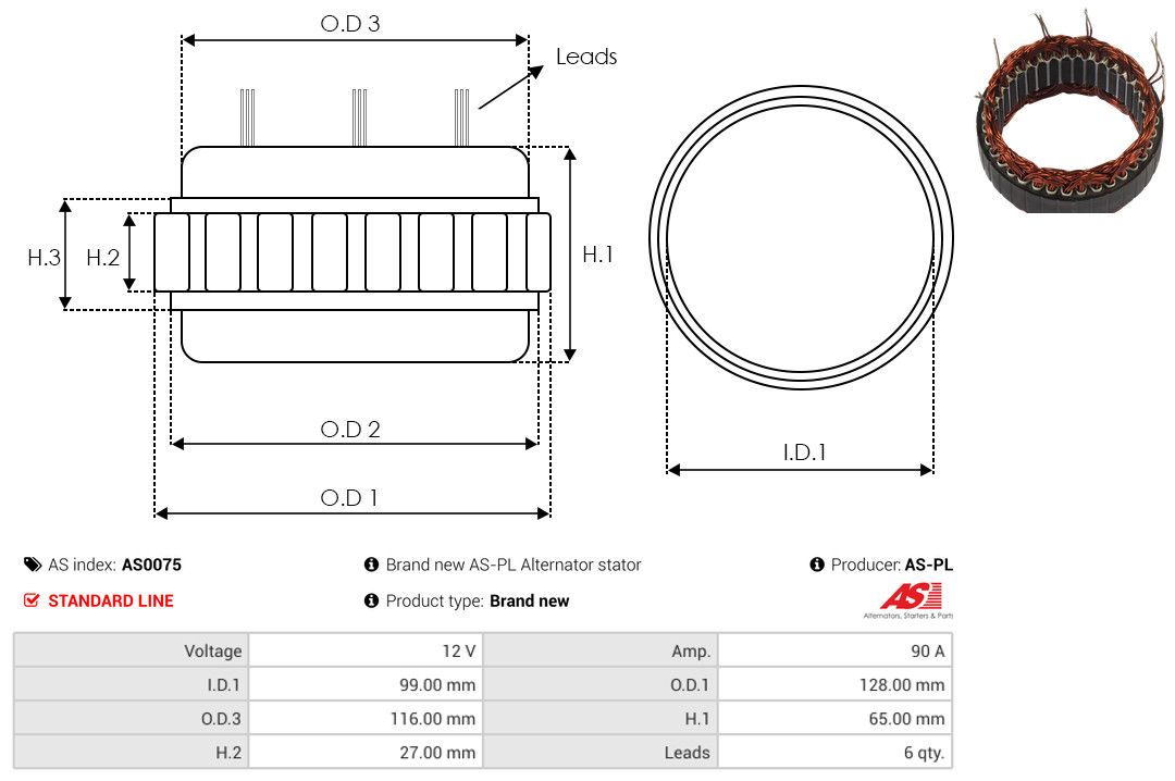 Levně Stator, generátor AS-PL AS0075