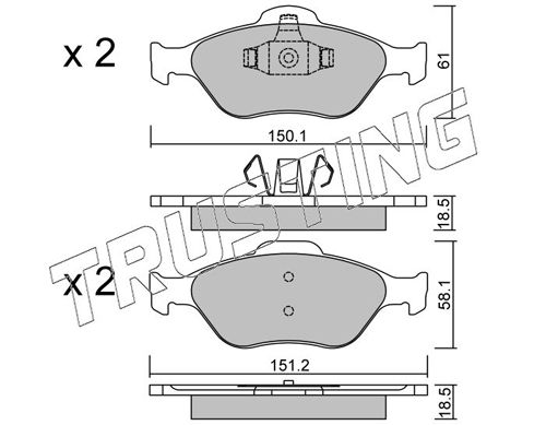 Zestaw klocków hamulcowych, hamulce tarczowe TRUSTING 325.0