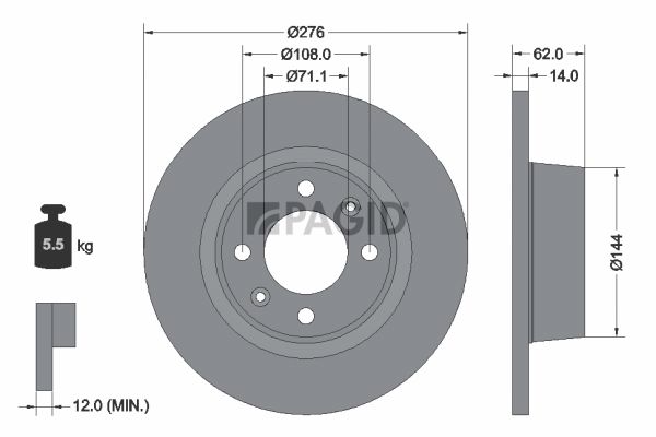 Tarcza hamulcowa PAGID 50328N