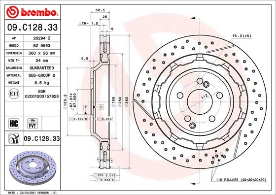 Brzdový kotúč BREMBO 09.C128.33