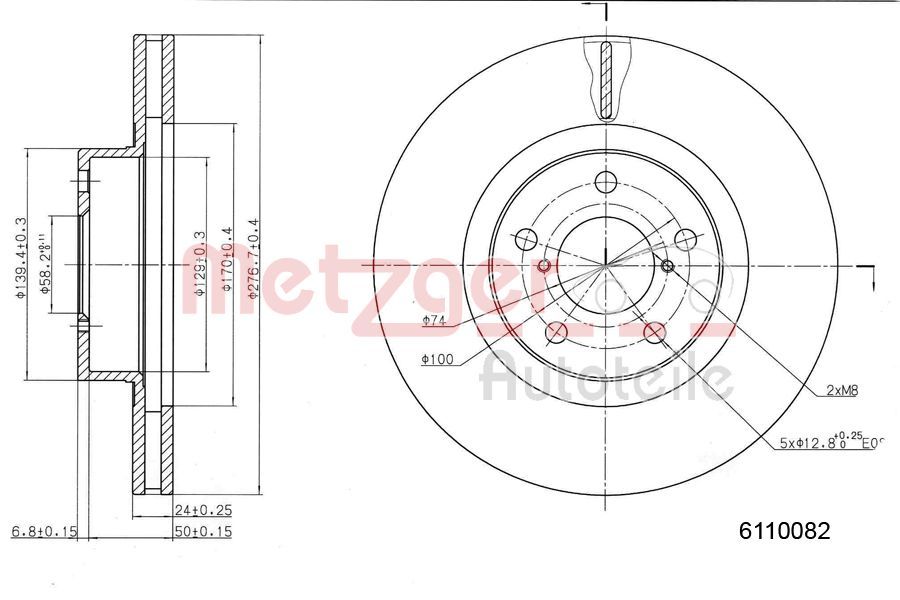 Tarcza hamulcowa METZGER AUTOTEILE 6110082