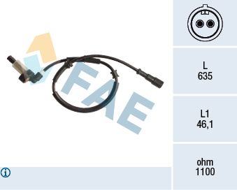 Czujnik, prędkość obrotowa koła FAE 78192