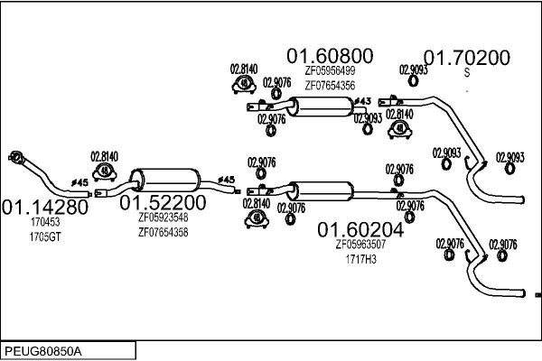Układ wydechowy MTS PEUG80850A008233