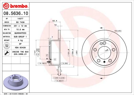 Tarcza hamulcowa BREMBO 08.5636.10