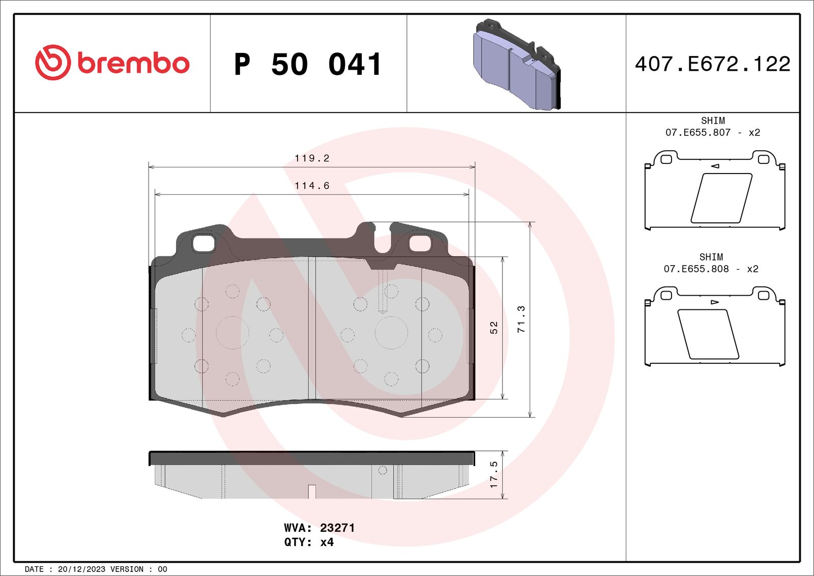 Sada brzdových platničiek kotúčovej brzdy BREMBO P 50 041