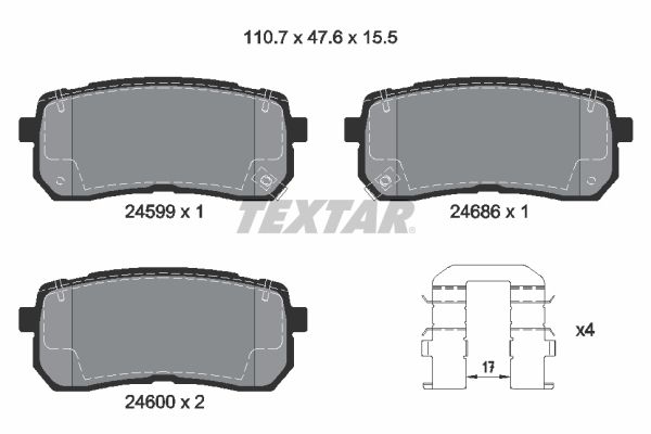 Sada brzdových platničiek kotúčovej brzdy TEXTAR 2459901