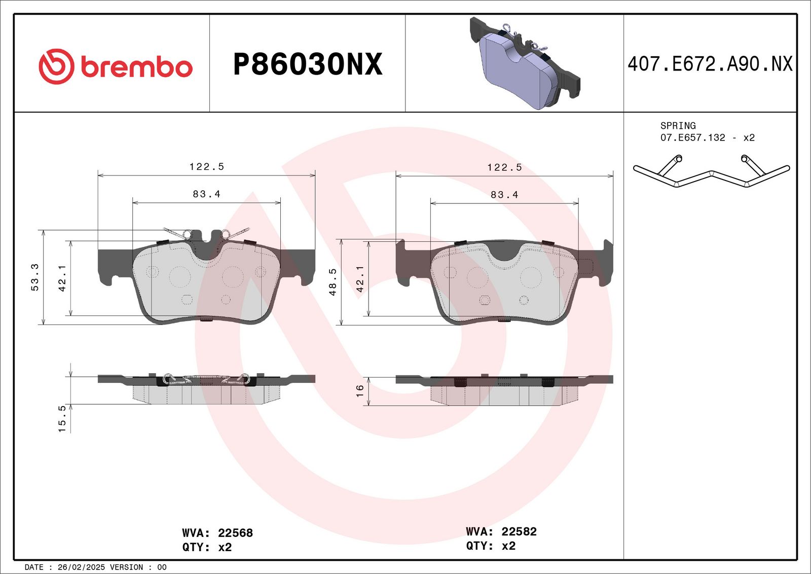 set placute frana,frana disc BREMBO XTRA LINE - Ceramic P86030NX
