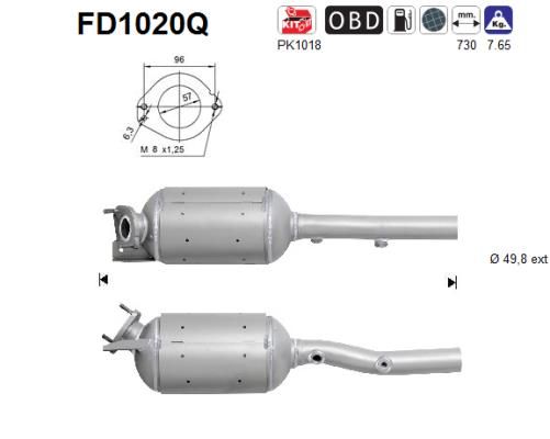 Filtr sadzy / filtr cząstek stałych, układ wydechowy AS FD1020Q