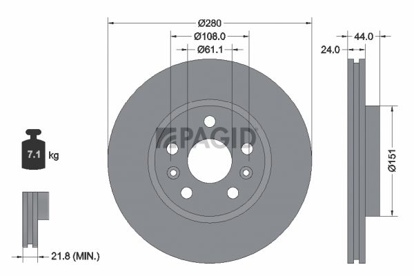 Tarcza hamulcowa PAGID 54968NC