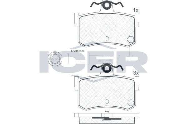 Zestaw klocków hamulcowych, hamulce tarczowe ICER 180703