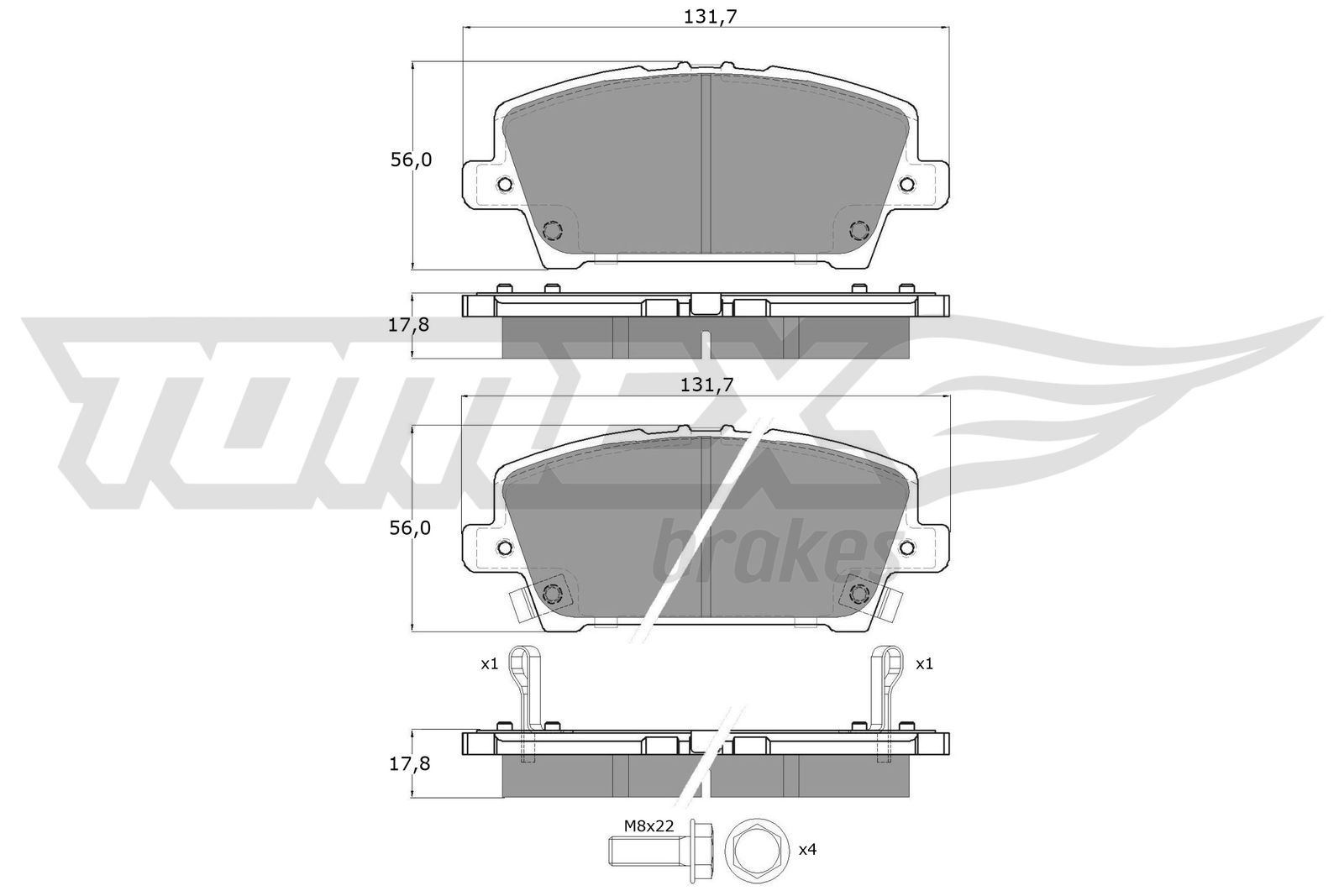 Levně Sada brzdových destiček, kotoučová brzda TOMEX Brakes 14-52