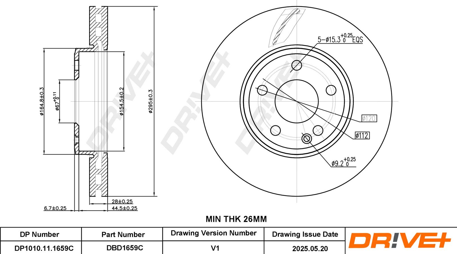 Tarcza hamulcowa DR!VE+ DBD1659C