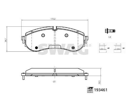 Zestaw klocków hamulcowych, hamulce tarczowe SWAG 33111253