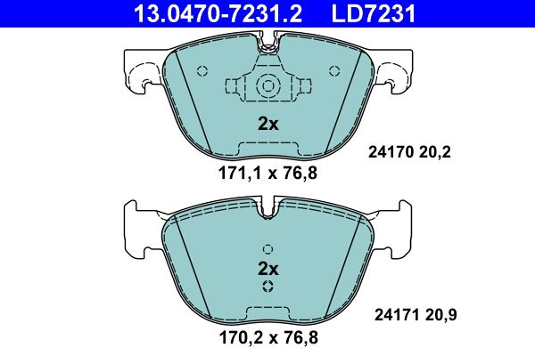 Sada brzdových destiček, kotoučová brzda ATE 13.0470-7231.2