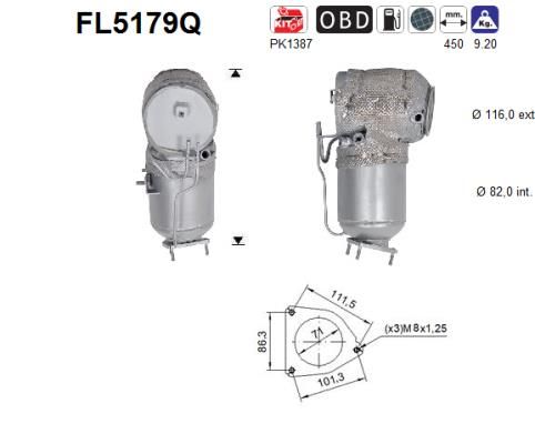 Filtr sadzy / filtr cząstek stałych, układ wydechowy AS 36002976