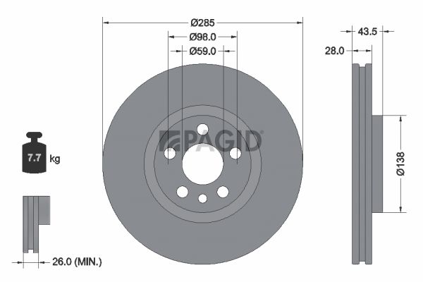 Tarcza hamulcowa PAGID 54150NC