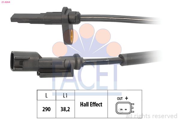 Czujnik, prędkość obrotowa koła FACET 21.0264