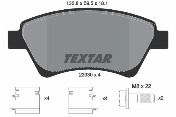 Sada brzdových platničiek kotúčovej brzdy TEXTAR 2393001