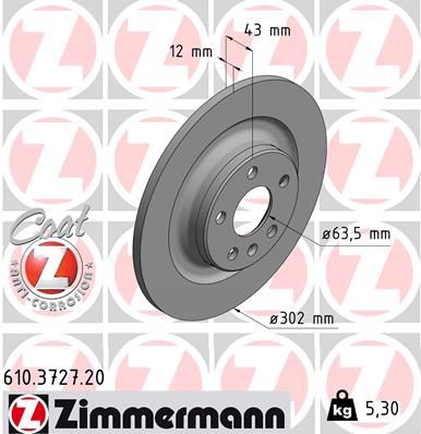 Brzdový kotouč ZIMMERMANN 610.3727.20