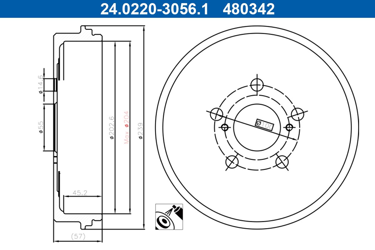 Tambur frana ATE 24.0220-3056.1