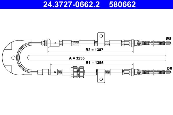 Cablu, frana de parcare ATE 24.3727-0662.2