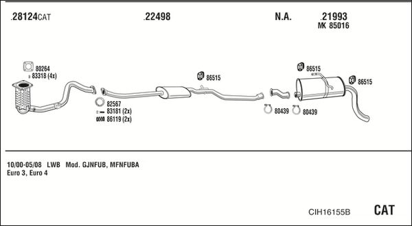 Układ wydechowy WALKER CIH16155B