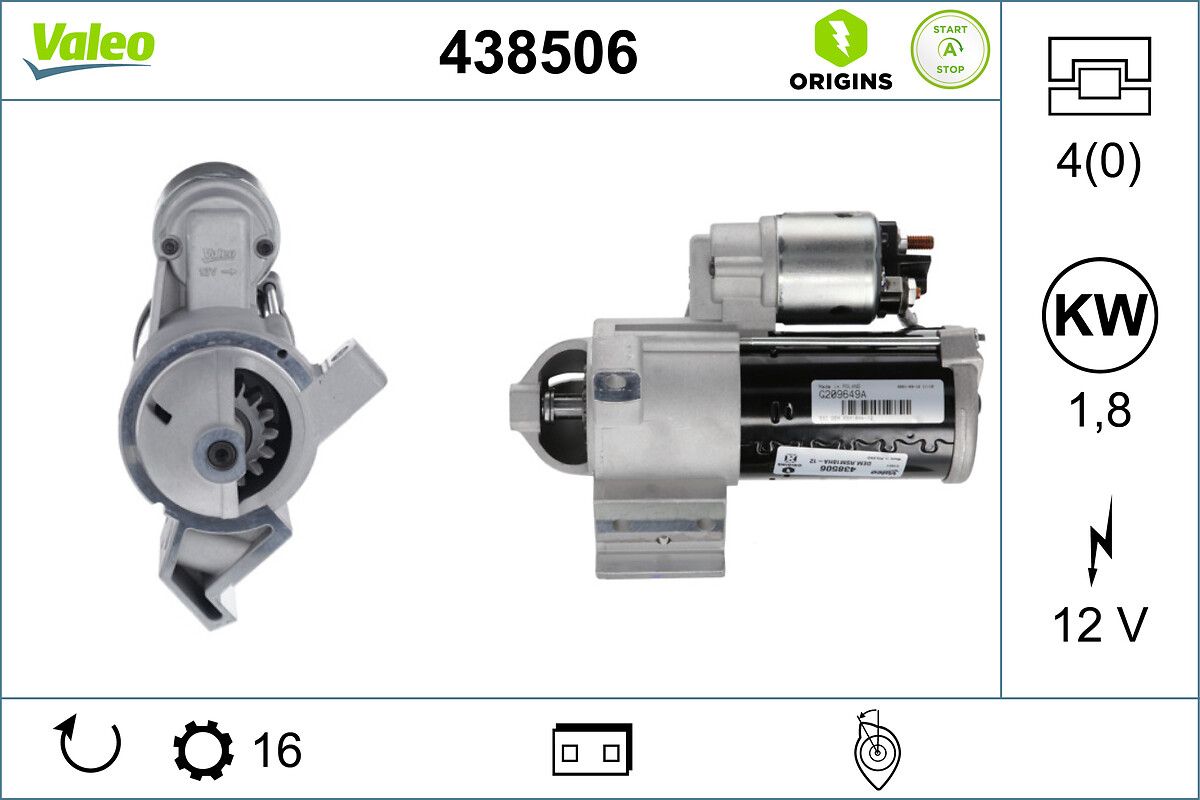starter VALEO ORIGINS STOP&START - NEW O.E. TECHNOLOGY 438506