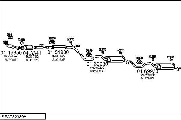 Układ wydechowy MTS SEAT32389A005677