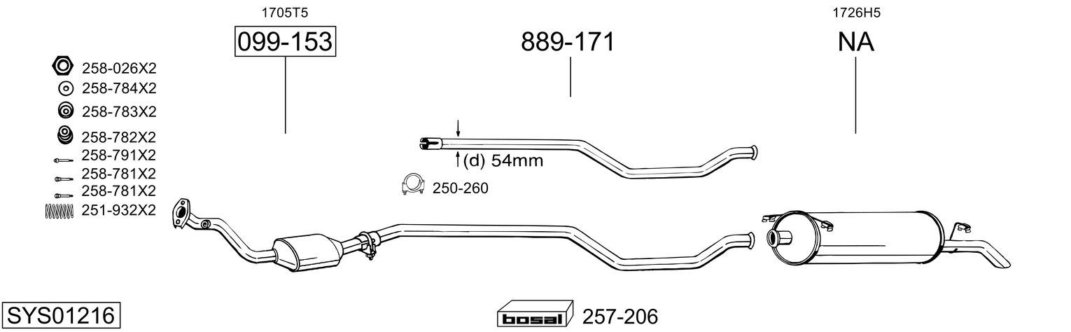 Układ wydechowy BOSAL SYS01216