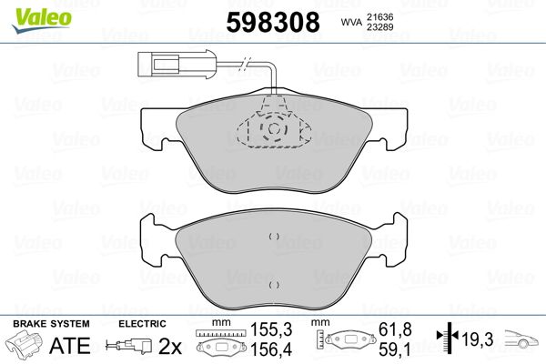 Sada brzdových platničiek kotúčovej brzdy VALEO 598308