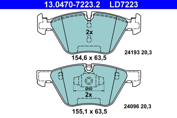 Sada brzdových destiček, kotoučová brzda ATE 13.0470-7223.2