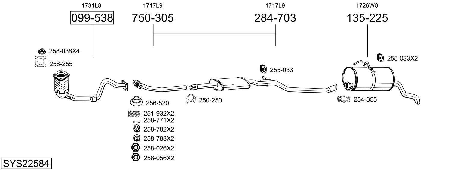 Układ wydechowy BOSAL SYS22584