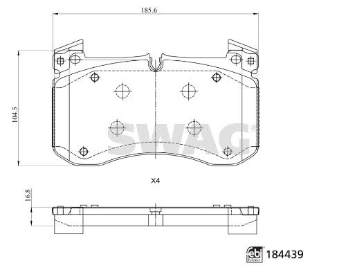 set placute frana,frana disc SWAG 33 10 9373