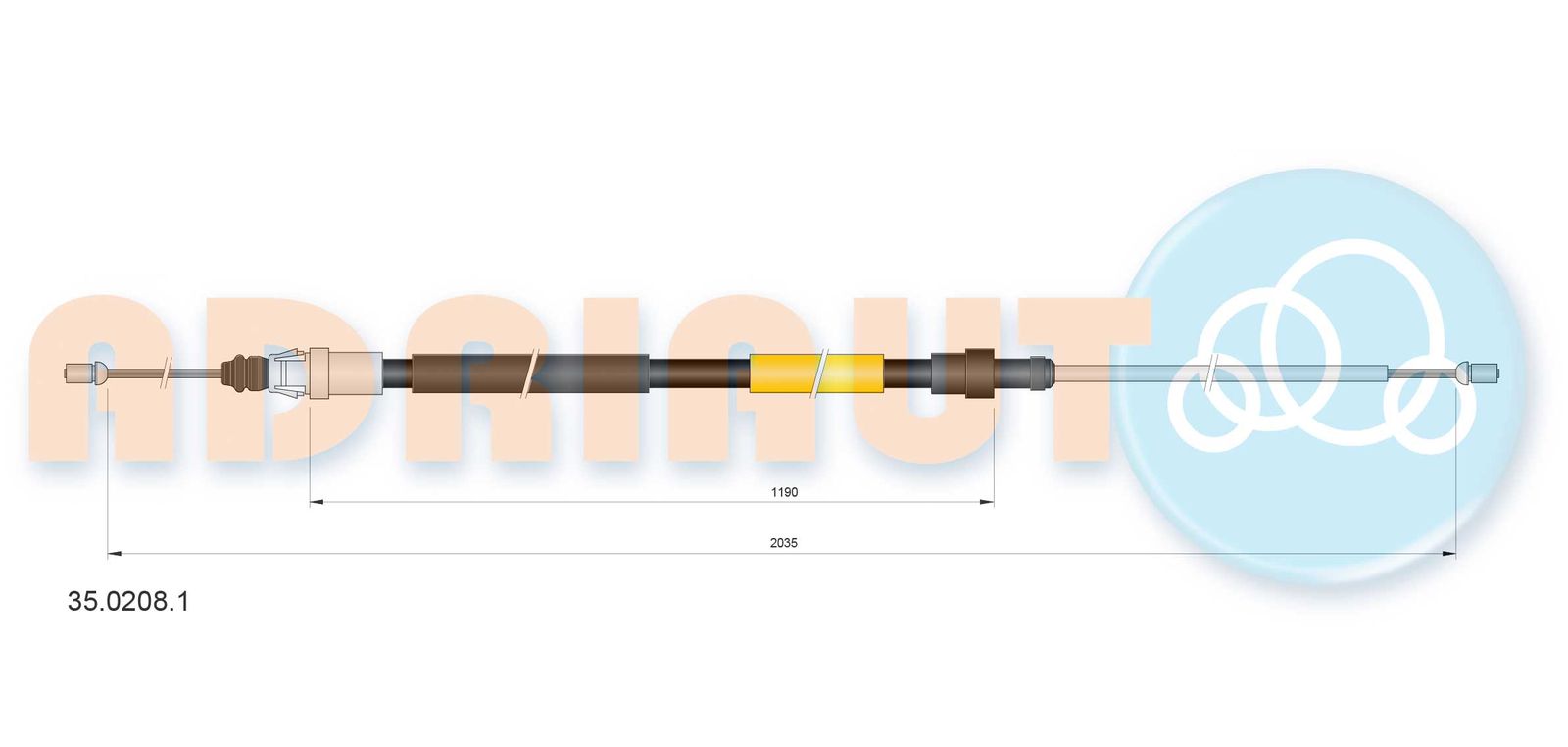 Cablu, frana de parcare ADRIAUTO 35.0208.1