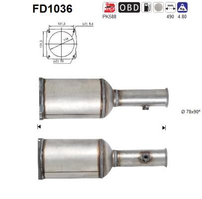 Filtr sadzy / filtr cząstek stałych, układ wydechowy AS FD1036