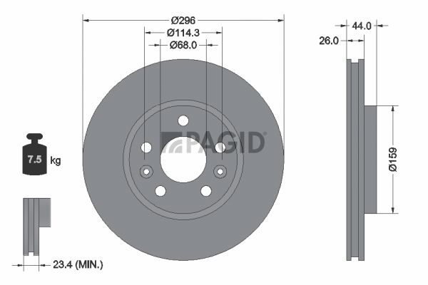 Tarcza hamulcowa PAGID 56007NC