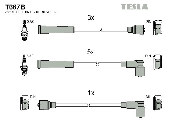 Zestaw przewodów zapłonowych TESLA T667B