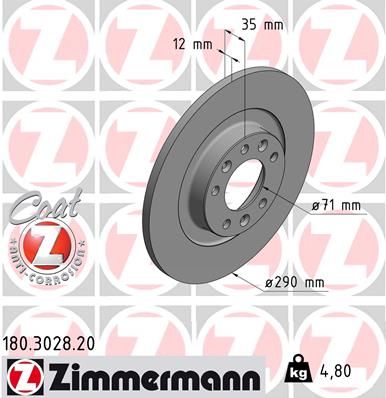 Brzdový kotúč ZIMMERMANN 180.3028.20