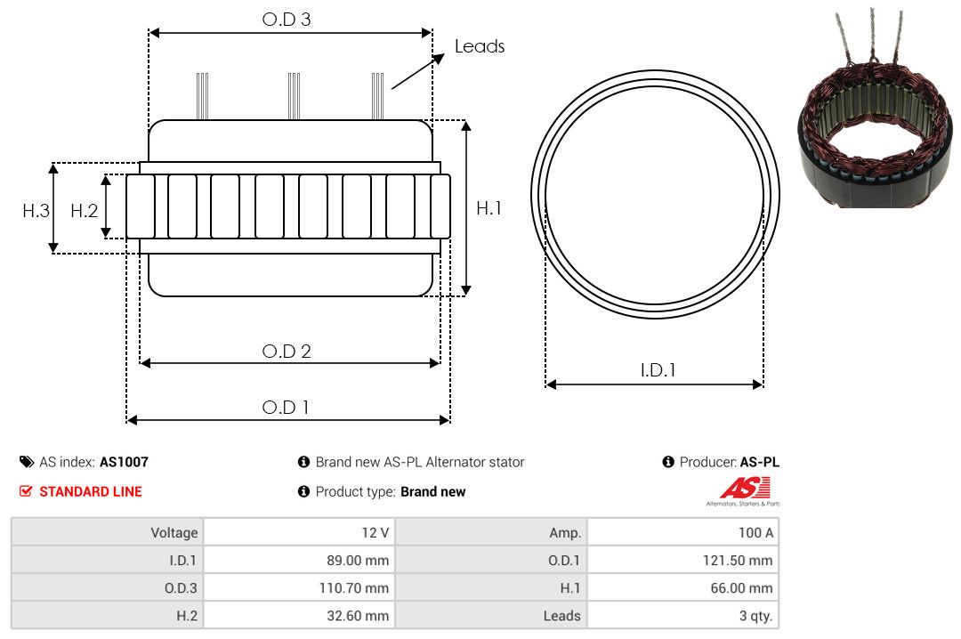Levně Stator, generátor AS-PL AS1007