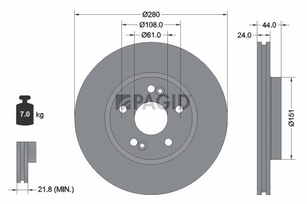 Tarcza hamulcowa PAGID 54138NC