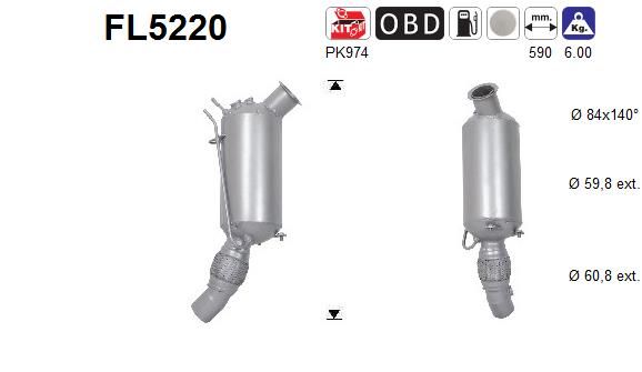 Filtr sadzy / filtr cząstek stałych, układ wydechowy AS FL5220